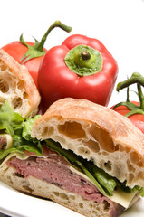 roast beef boursin cheese ciabatta bread sandwich