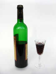 Bottle of wine with wineglass
