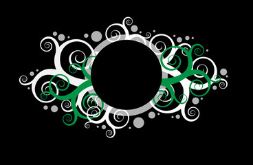 Decorative swirls with round frame