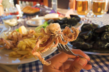 Little octopus on fork