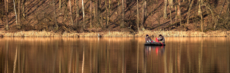 Pontoon on an autumn lake