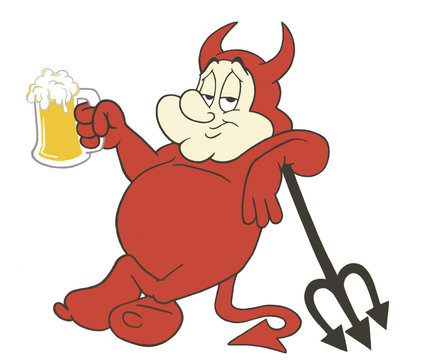 Chubby Devil with beer