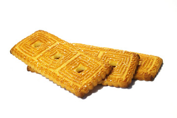 Three cookies on a white background