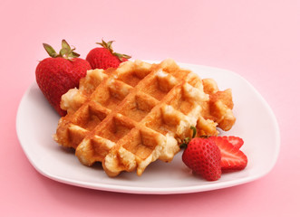 belgian waffle and strawberries