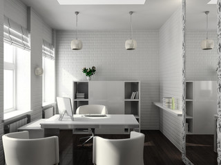 Fototapeta na wymiar 3D render modern interior of office