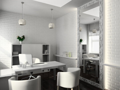 3D render modern interior of office
