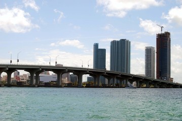 Causeway Bridge and Miami Skyline