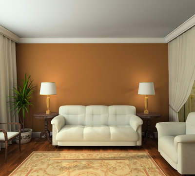 3D render classic interior of living-room