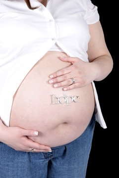 Hope Sign on Belly of pregnant woman