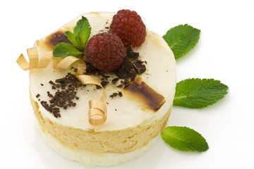 Pear mousse cake on white