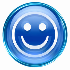 Smiley Face blue, isolated on white background