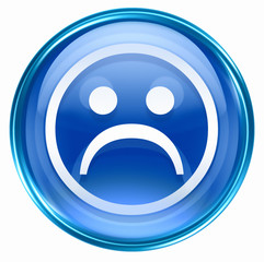 Obraz premium Smiley Face, dissatisfied blue, isolated on white background