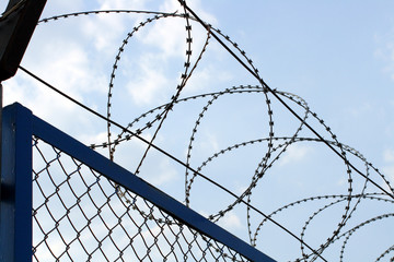 fence with barbed wire close-up