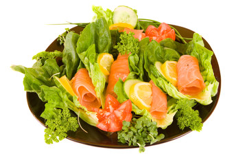 Black Plate of Smoked Salmon Salad