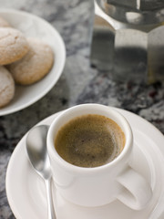 Cup of Espresso Coffee with Amaretti Biscuit