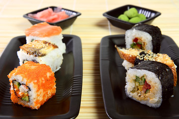 Sushi, vasabi and ginger