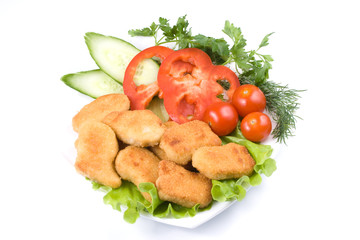 Chicken nuggets with vegetables
