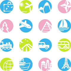 spring circle travel icons