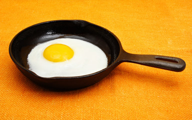 egg on a cast-iron pan