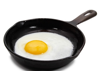 egg on a cast-iron pan