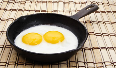 egg on a cast-iron pan