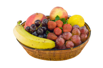 grapes banana strawberry basket