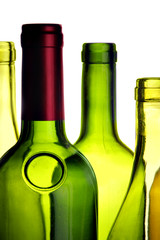 Wine bottles close-up isolated