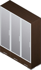 Modern Style Large Wooden Wardrobe with aluminum finish and glas
