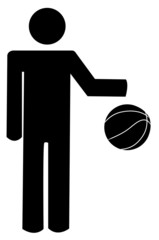 Fototapeta premium stick person figure bouncing a basketball 