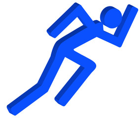 3D stick figure or person running in a hurry