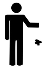 stick figure or man throwing garbage down - littering 