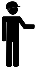 stick figure or man wearing construction hat 