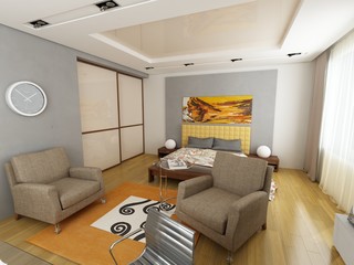 Modern interior. 3D render
