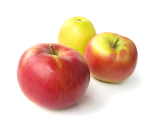 Apples red, green and yellow isolated on white background