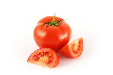 fresh tomato with two tomato slices