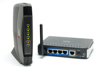 Cable modem and router - obrazy, fototapety, plakaty