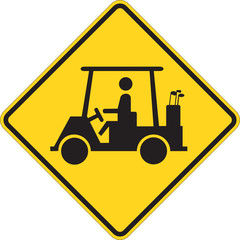 Golf Cart traffic sign warning on white - 7240823