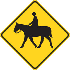 Horse warning sign on white - 7240826