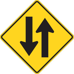 Two Way warning sign on white
