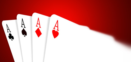 Four aces on color gradient background