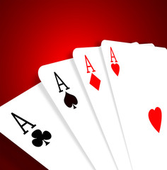 Four aces on color gradient background