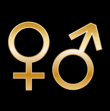 Male & Female Symbols Gold