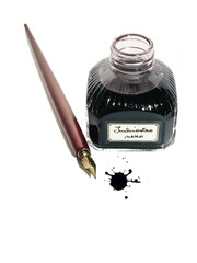 Old ink well and pen