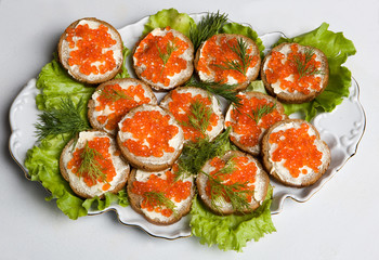 Sandwiches with caviar