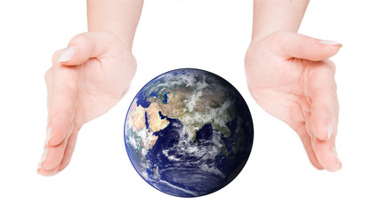 Globe cupped between open hands