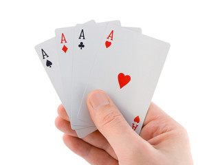 Hand and four aces