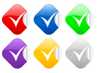 check symbol square stickers