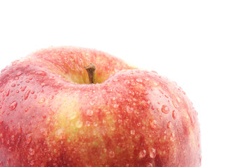 red ripe apple close up isolated on white background