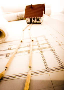 House blueprints close up