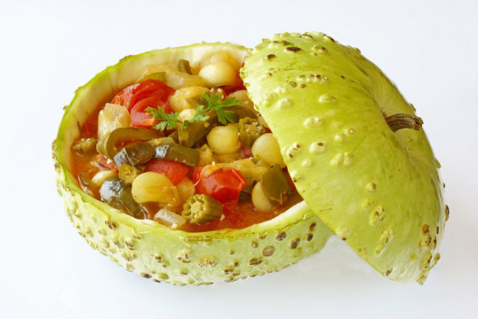 Vegetable casserole in hollow squash
